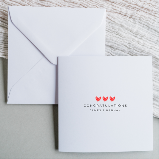 Engagement Cards - Names & Hearts